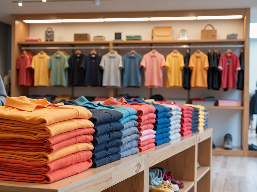 Retail chain store interior with customer service representatives, organized retail environment, professional staff uniforms